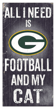 Green Bay Packers Football and My Cat 6x12 Sign