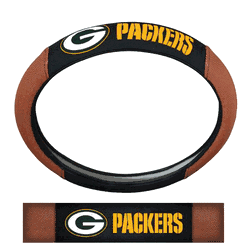 Green Bay Packers Football Grip Steering Wheel Cover 15" Diameter