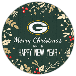 Green Bay Packers Merry Christmas & New Year 12in Circle