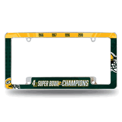 Green Bay Packers Multi Champ 12" x 6" Chrome All Over Automotive License Plate Frame