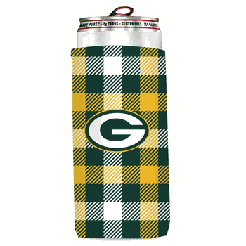 Green Bay Packers Plaid Insulated Slim Can Sleeve