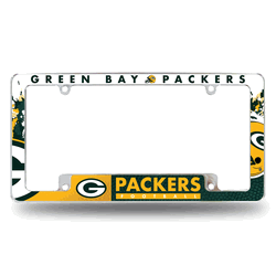 Green Bay Packers Primary 12" x 6" Chrome All Over Automotive License Plate Frame