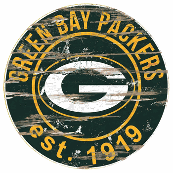 Green Bay Packers Round Distressed Sign