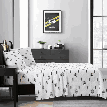 Green Bay Packers Scatter Bedding Sheet Set Full
