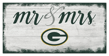 Green Bay Packers Script Mr & Mrs 6x12 Sign