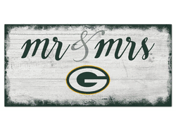 Green Bay Packers Script Mr & Mrs 6x12 Sign