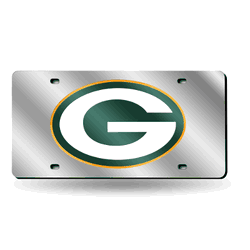 Green Bay Packers Silver 12" x 6" Silver Laser Cut Tag For Car/Truck/SUV