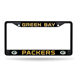 Green Bay Packers Standard Black Chrome Frame with Plastic Inserts 12" x 6" Car/Truck Auto Accessory