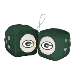 Green Bay Packers Team Color Fuzzy Dice Dcor 3" Set