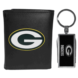 Green Bay Packers Tri-fold Wallet & Multitool Key Chain, Black
