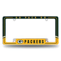 Green Bay Packers Two-Tone 12" x 6" Chrome All Over Automotive License Plate Frame
