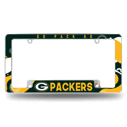 Green Bay Packers Wave 12" x 6" Chrome All Over Automotive License Plate Frame