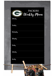 Green Bay Packers Weekly Chalkboard with frame & clothespins 11x19 Sign