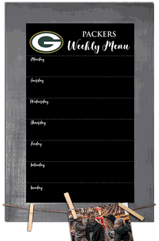 Green Bay Packers Weekly Chalkboard with frame & clothespins 11x19 Sign