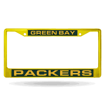 Green Bay Packers Yellow Laser Colored Chrome Frame