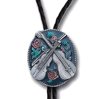 Guitar and Fiddle Bolo Tie