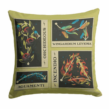 Harry Potter Spells Collage Throw Pillow 18 x 18 inches