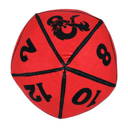 Hasbro Dungeons and Dragons Red D20 Dice Round Cloud Pillow 11 Inches