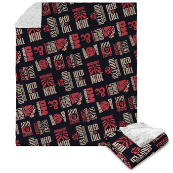 Hasbro Dungeons & Dragons D&D Pattern Silk Touch Sherpa Throw Blanket 50X60 Inches