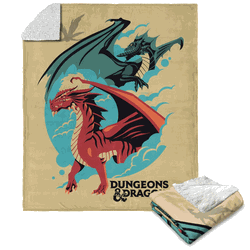 Hasbro Dungeons & Dragons Red Dragon Silk Touch Sherpa Throw Blanket 50X60 Inches