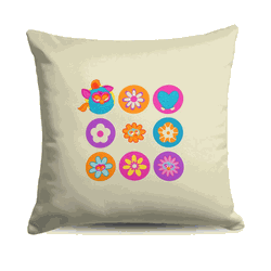 Hasbro Furby Cartoon Floral Throw Pillow 18x18 Inches