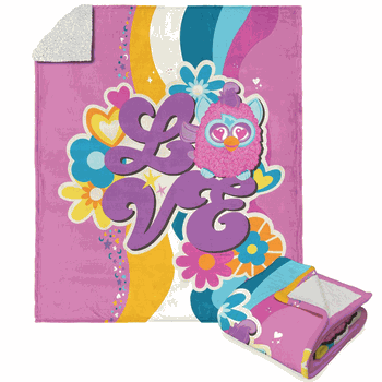 Hasbro Furby Funky Furby Silk Touch Sherpa Throw Blanket 50x60 Inches