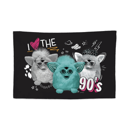 Hasbro Furby I Heart the 90s Tapestry Wall Hanging 24x36 inches