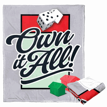 Hasbro Monopoly Own It All Silk Touch Throw Blanket 50x60 Inches