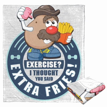 Hasbro Mr. Potato Head Exercise Extra Fries Silk Touch Throw Blanket 50x60 Inches