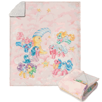 Hasbro My Little Pony Cotton Candy Clouds Silk Touch Sherpa Throw Blanket 50x60 Inches