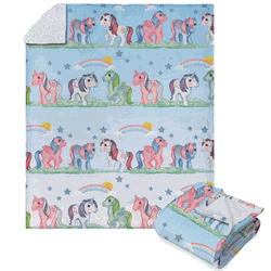 Hasbro My Little Pony Retro Rainbows Silk Touch Sherpa Throw Blanket 50x60 Inches