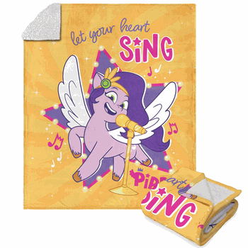 Hasbro My Little Pony Singing Pipp Silk Touch Sherpa Throw Blanket 50x60 Inches