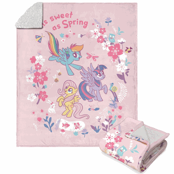 Hasbro My Little Pony Spring Ponies Silk Touch Sherpa Throw Blanket 50x60 Inches