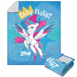 Hasbro My Little Pony Take Flight Zip Silk Touch Sherpa Throw Blanket 50x60 Inches