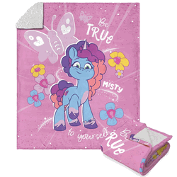 Hasbro My Little Pony True Misty Silk Touch Sherpa Throw Blanket 50x60 Inches