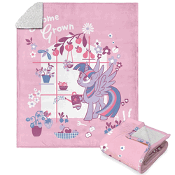 Hasbro My Little Pony Twilight Home Grown Silk Touch Sherpa Throw Blanket 50x60 Inches