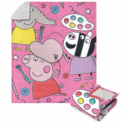 Hasbro Peppa Pig Art Class Silk Touch Sherpa Throw Blanket 50x60 Inches