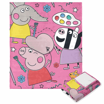 Hasbro Peppa Pig Art Class Silk Touch Throw Blanket 50x60 Inches
