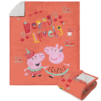 Hasbro Peppa Pig Berry Lovely Silk Touch Sherpa Throw Blanket 50x60 Inches