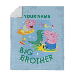 Hasbro Peppa Pig Big Bro Personalized Silk Touch Sherpa Throw Blanket 50x60 inches