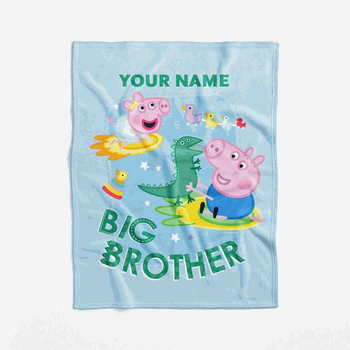 Hasbro Peppa Pig Big Bro Personalized Swaddle Blanket 40x50 inches