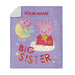Hasbro Peppa Pig Big Sis Personalized Silk Touch Sherpa Throw Blanket 50x60 inches