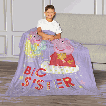 Hasbro Peppa Pig Big Sis Personalized Silk Touch Throw Blanket 40x50 inches