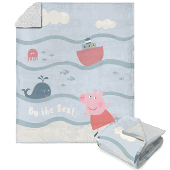 Hasbro Peppa Pig By The Sea Silk Touch Sherpa Throw Blanket 50x60 Inches
