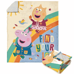 Hasbro Peppa Pig Find Your Joy Silk Touch Sherpa Throw Blanket 50x60 Inches