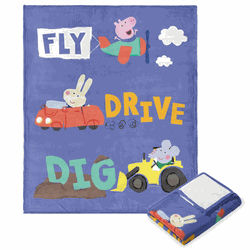 Hasbro Peppa Pig Fly Drive Dig Silk Touch Throw Blanket 50x60 Inches