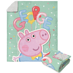 Hasbro Peppa Pig George Balloons Silk Touch Sherpa Throw Blanket 50x60 Inches