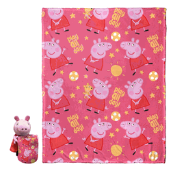 Hasbro Peppa Pig Playful Peppa Silk Touch Throw Blanket With Hugger 46x60 Inches