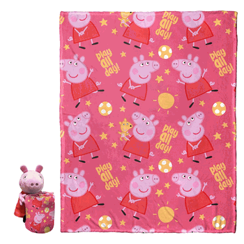 Hasbro Peppa Pig Playful Peppa Silk Touch Throw Blanket With Hugger 46x60 Inches