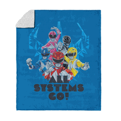 Hasbro Power Rangers All Systems Go Silk Touch Sherpa Throw Blanket 50X60 Inches